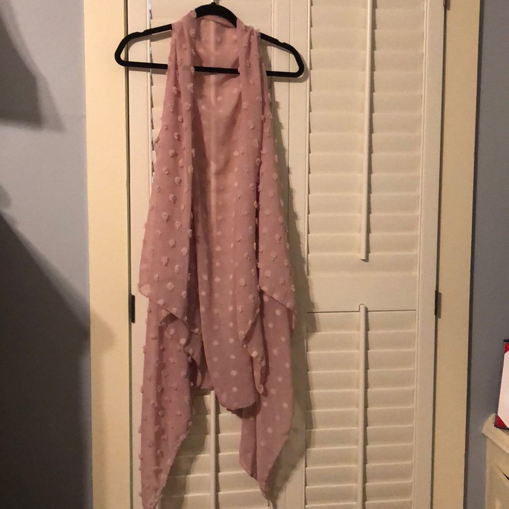 Pink polka dot sheer cardigan